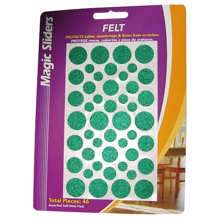 Magic Sliders Magic Sliders Felt Self Adhesive Protective Pads Green Round 46 pk 62917